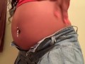Fat Belly Busted Out Of Skirt!! 