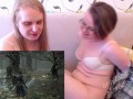 Gamer lesbian orgasms while playing Dark Souls 3, has her pussy fingered and licked by girlfriend