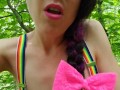 Little Cutie Uses A Dildo In The Woods
