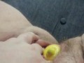 Stuffing my pussy with a lemon