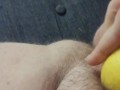Stuffing my pussy with a lemon