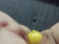 Stuffing my pussy with a lemon
