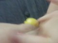 Stuffing my pussy with a lemon