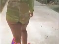 Ass jiggling while walking in public with no panties on