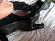 Cum on girlfriend leather highboots