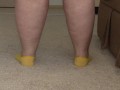 Foot fetish with fat hairy legs in socks and PAWG in panties