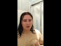 Chubby girl in shower