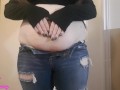 BBW GAINER TINY JEANS TRY ON AND BELLY PLAY