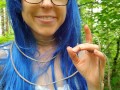 Blue Haired Forest Nymph Pisses Through Fishnets