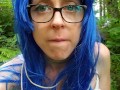 Blue Haired Forest Nymph Pisses Through Fishnets