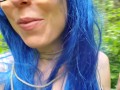 Blue Haired Forest Nymph Pisses Through Fishnets