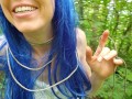 Blue Haired Forest Nymph Pisses Through Fishnets