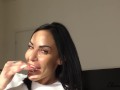 CUM ON FACE after SLOW BLOWJOB excites her so much to MAKE HER SQUIRT!