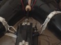 Miss Maskerade Latex couple with fucking machine in full rubber and bondage