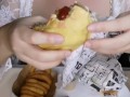 A milf, her dildo and some food.