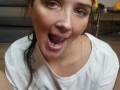 Pixiee Little strips after swallowing all of Chazzy's cum