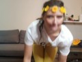 Pixiee Little strips after swallowing all of Chazzy's cum