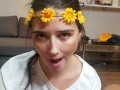 Pixiee Little strips after swallowing all of Chazzy's cum