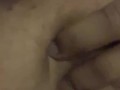 Ebony black girl sucking her own huge boobs