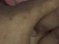 Ebony black girl sucking her own huge boobs