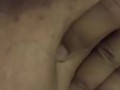Ebony black girl sucking her own huge boobs