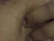 Ebony black girl sucking her own huge boobs