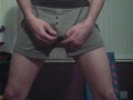 Ripping my cock from my CK boxers and shooting load