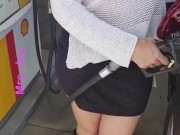 I am Pumping Gas In Public With My Tits Showing Like a Complete Slut On Display Public Flash