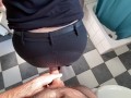 horny amateur milf get fucked in her riding pants - cum on hot ass