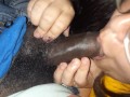 Latina, White, and Filipino girl takes her first BBC in her mouth