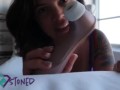 PURPLE LINGERIE BEAUTIFUL AGONY UPCLOSE CUM