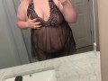Horny BBW dressing up for daddy in lingerie