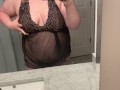 Horny BBW dressing up for daddy in lingerie