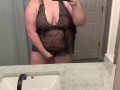 Horny BBW dressing up for daddy in lingerie