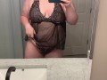 Horny BBW dressing up for daddy in lingerie