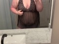Horny BBW dressing up for daddy in lingerie