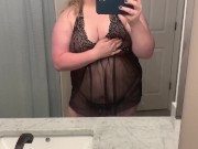 Horny BBW dressing up for daddy in lingerie