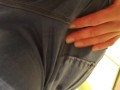 Pissing my Skin Tight Jeans With Plastic Panties On