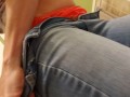 Pissing my Skin Tight Jeans With Plastic Panties On
