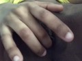 Ebony teen playing with noisy wet pussy up close 