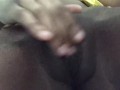 Ebony teen playing with noisy wet pussy up close 