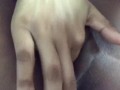 Ebony teen playing with noisy wet pussy up close 
