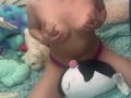 Desperate E-girl humps stuffie to cum