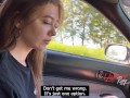 Whore sucked in the car and cheated her boyfriend