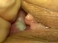 Sperm harvesting from fucked pussy with closeup of creampie inside the tight and shaved - Sneak Peak