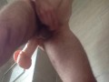 Cumshot with dick still limp, after hard anal dildo play (double anal, DAP)