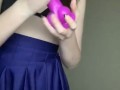 Teenage cheerleader doggy style dildo play 
