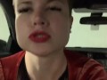 Dominatrix girlfriend wants a quickie in the car. POV, Role-Play, Exhibitionist, Car Sex