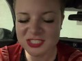 Dominatrix girlfriend wants a quickie in the car. POV, Role-Play, Exhibitionist, Car Sex