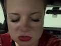 Dominatrix girlfriend wants a quickie in the car. POV, Role-Play, Exhibitionist, Car Sex